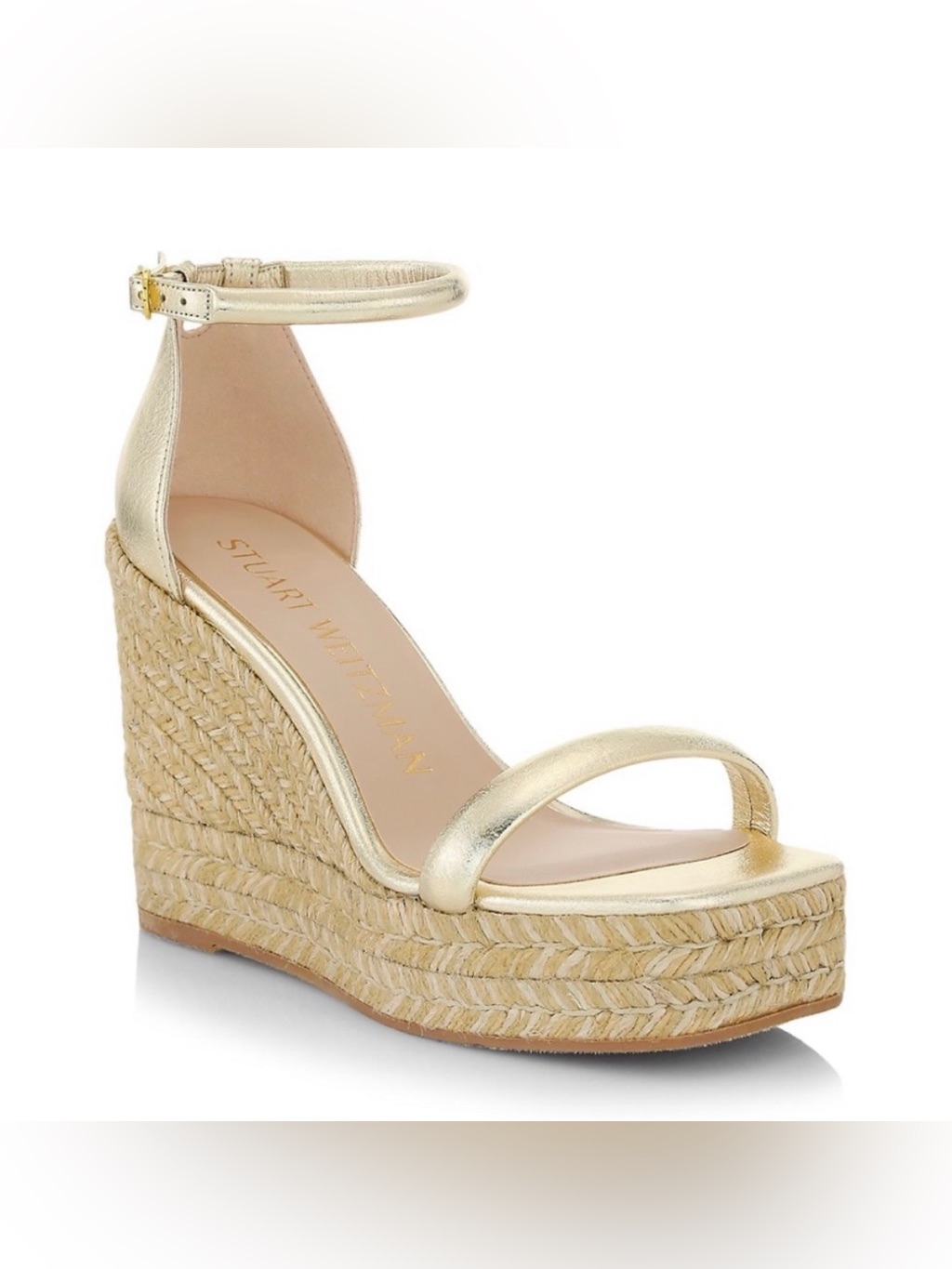 Stuart Weitzman Nudist Gold Espadrille Wedge Size 8 C